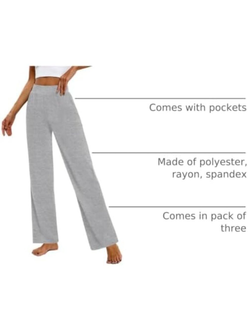 Cozy 3-Pack Women's Lounge Pants | Comfy Sweatpants for Relaxing & Home Wear - Picture 4 of 5